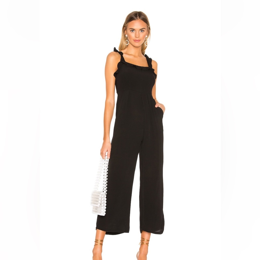 super down black ruffle jumpsuit size small